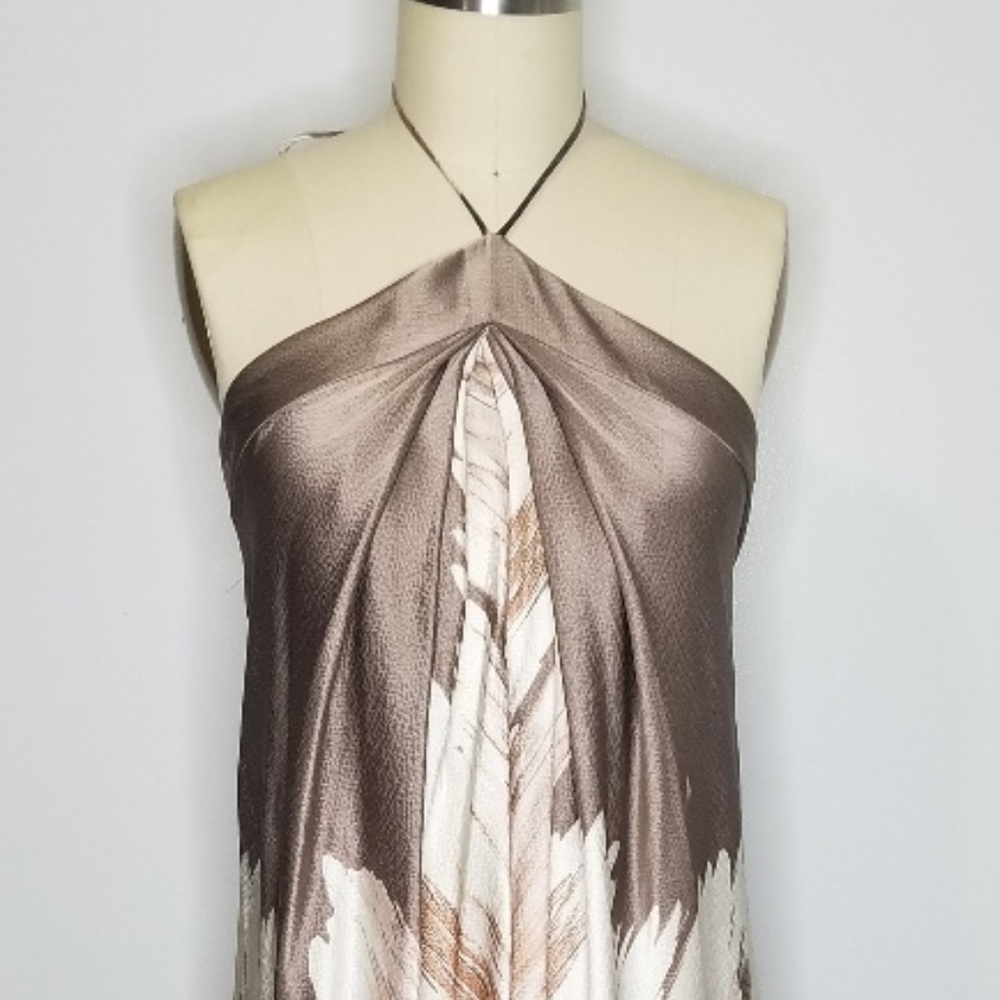 Long Abstract Print Halter Dress